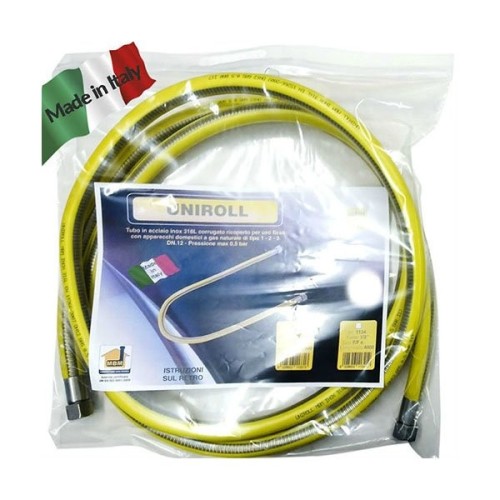 Tubo flessibile gas 3 mt 1/2 FF inox a norma EN 15266