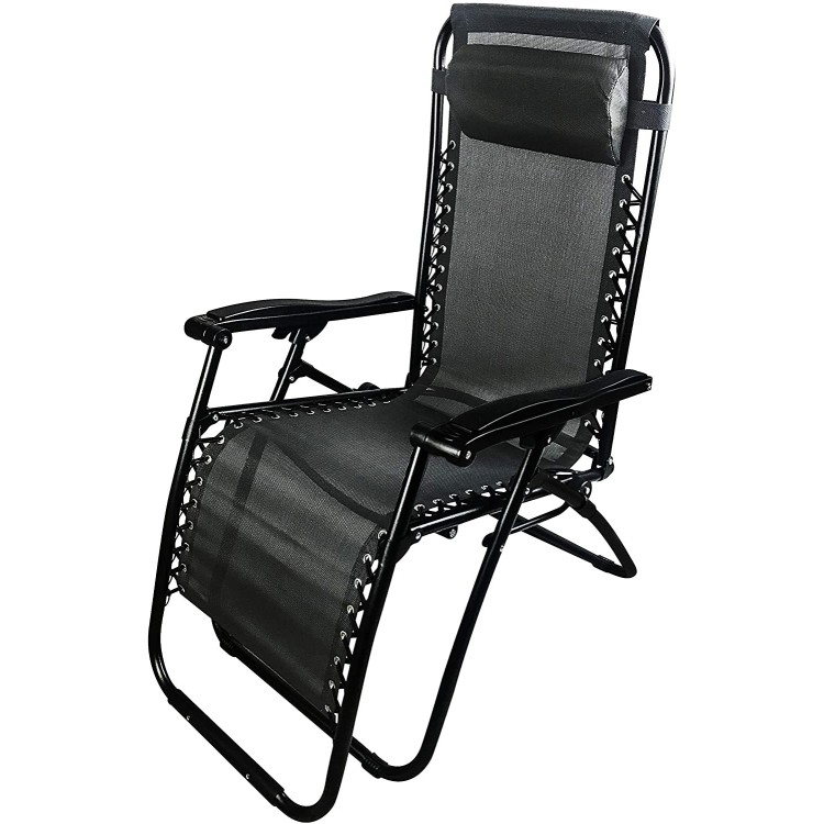 Sdraio siesta pieghevole nera 90x65x110cm