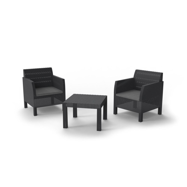 Set Matilde 2 poltrone e 1 tavolo da giardino color antracite