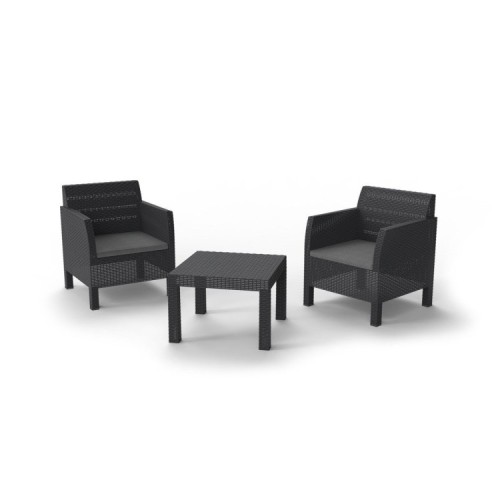 Set Matilde 2 poltrone e 1 tavolo da giardino color antracite