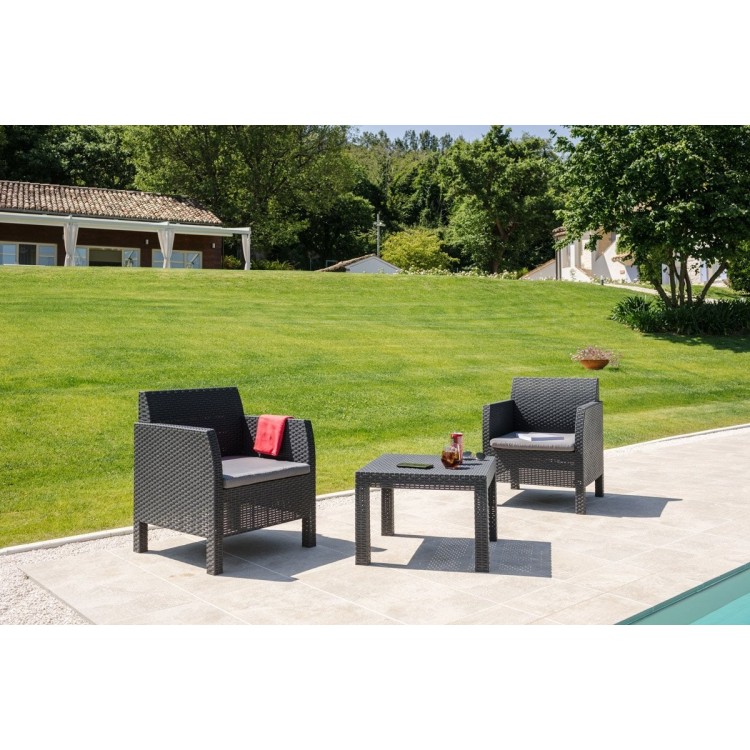 Set Matilde 2 poltrone e 1 tavolo da giardino color antracite