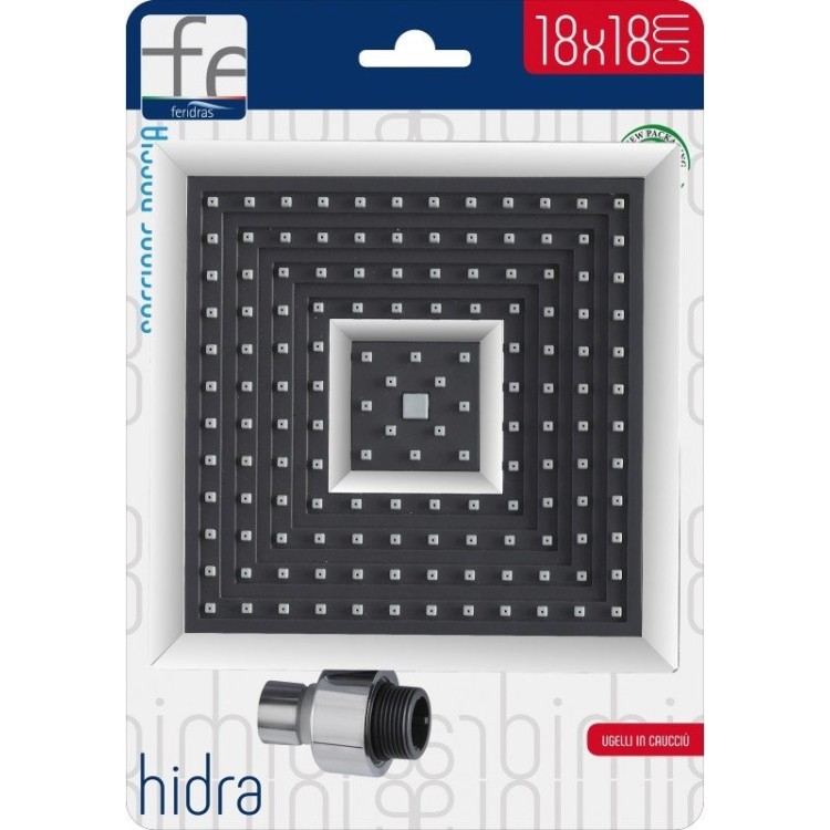 Soffione doccia quadrato 18 cm in ABS cromo