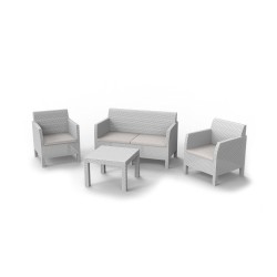 Set Matilde 2 Poltrone 1 Divano da due posti e 1 Tavolo Bianco