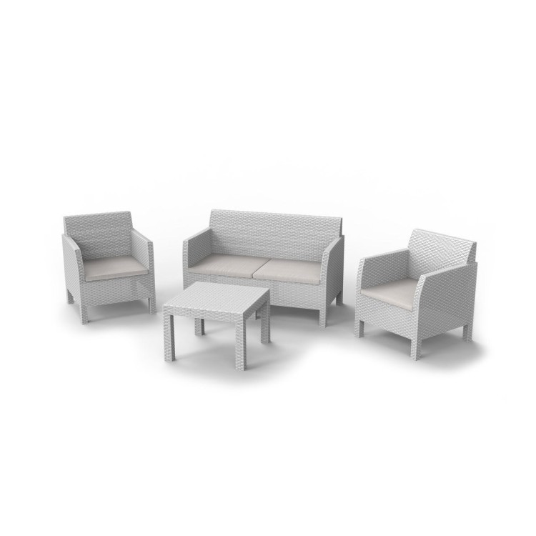 Set Matilde 2 Poltrone 1 Divano da due posti e 1 Tavolo Bianco