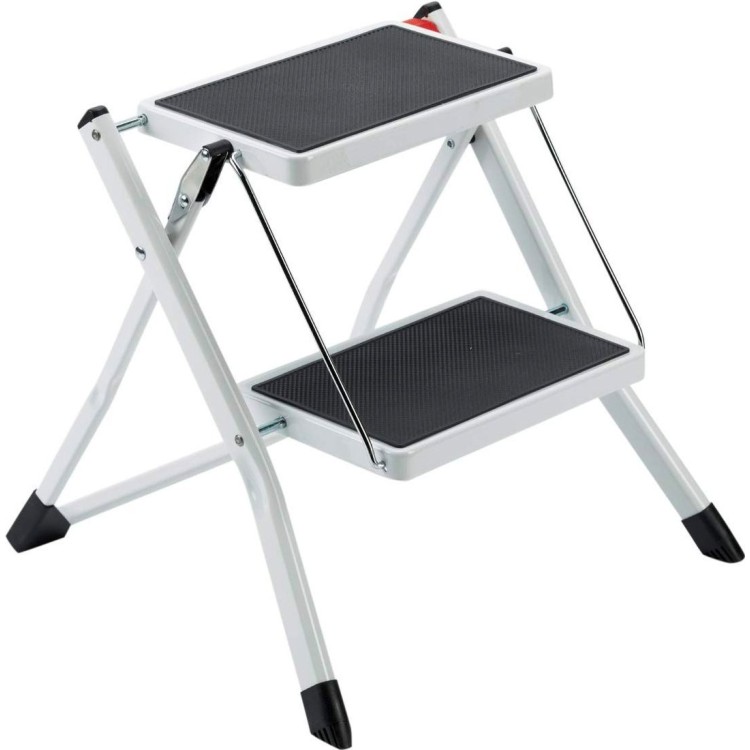 SGABELLO SALVASPAZIO 2 GRADINI  IN ACCIAIO