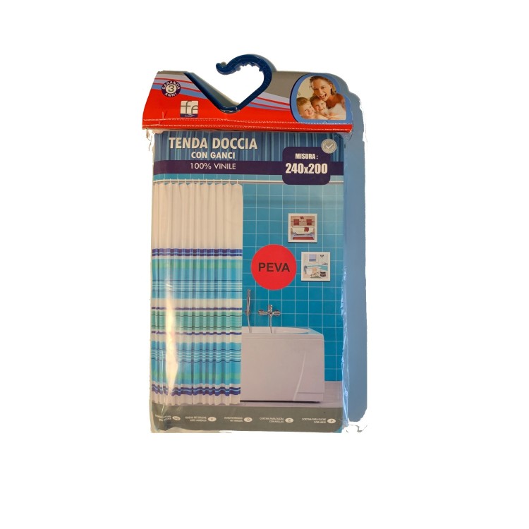 Tenda per doccia bagno impermeabile in peva con ganci - 240x200