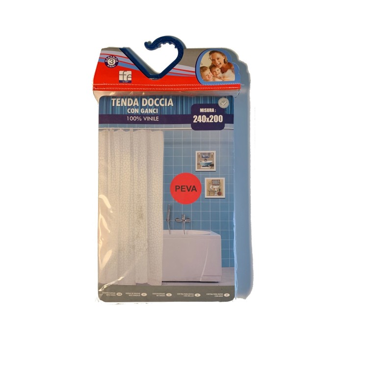 Tenda per doccia bagno impermeabile in peva con ganci - 240x200