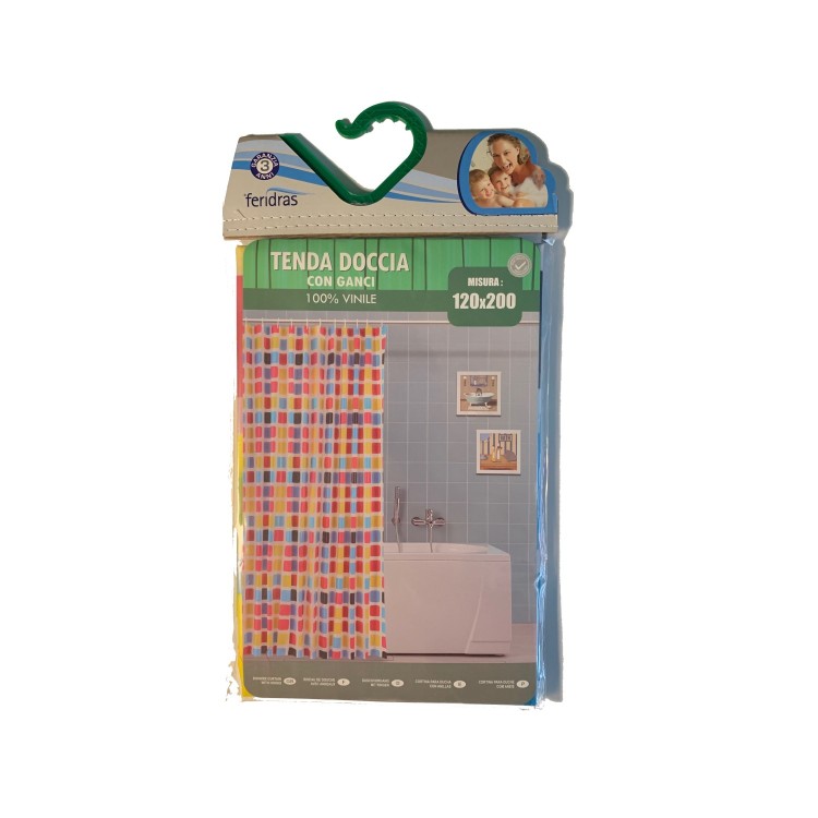 Tenda per doccia bagno impermeabile in peva con ganci 120x200cm