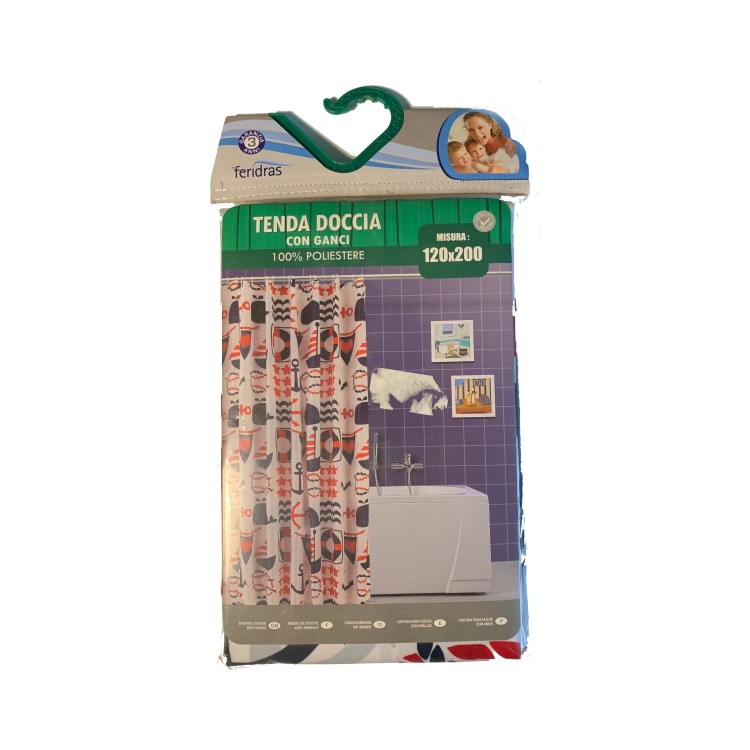 Tenda per doccia bagno impermeabile in peva con ganci 120x200cm