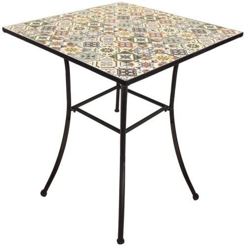 Tavolo Mosaico Metal Flower Design, 80x80 cm