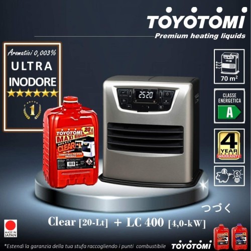 Toyotomi CLEAR20L Clear Ultra inodore per Stufe a combustibile 20 Litri, Aromatici 0.003%