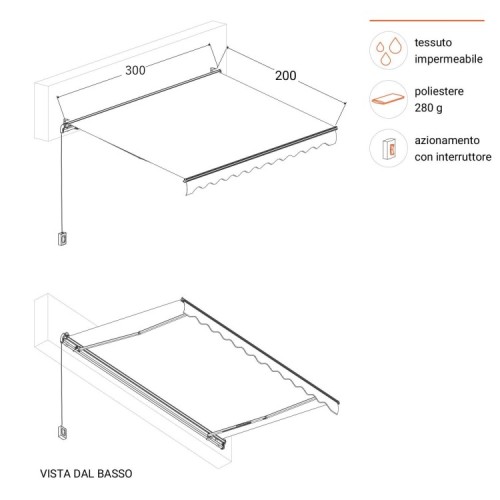 Tenda da sole motorizzata 3x2mt  grigio scuro T1372110/I