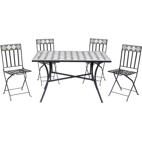 Salotto per esterno Panarea con Mosaico, 120x80 H 74 cm