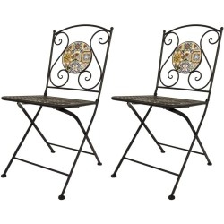 Coppia Sedie Mosaico Metal Flower Design