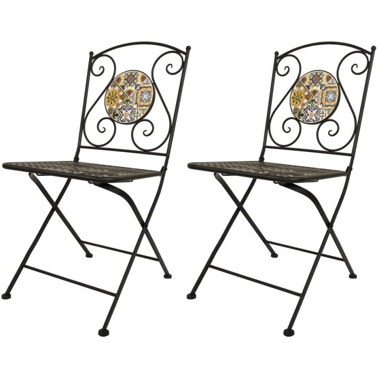 Coppia Sedie Mosaico Metal Flower Design