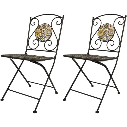 Coppia Sedie Mosaico Metal Flower Design