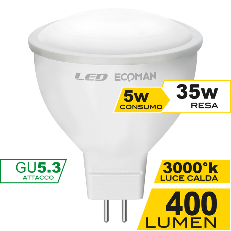 Dicroica 5W 12V GU5.3 Luce Calda