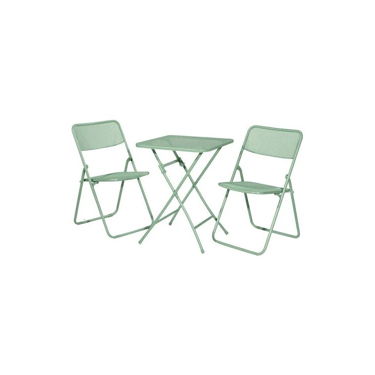 Set da giardino tavolo e sedie pieghevoli in metallo verde