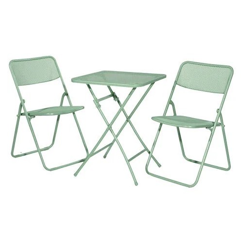 Set da giardino tavolo e sedie pieghevoli in metallo verde
