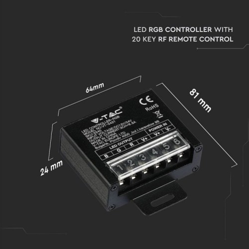 V-TAC Controller per Strip LED RGB Dimmerabile