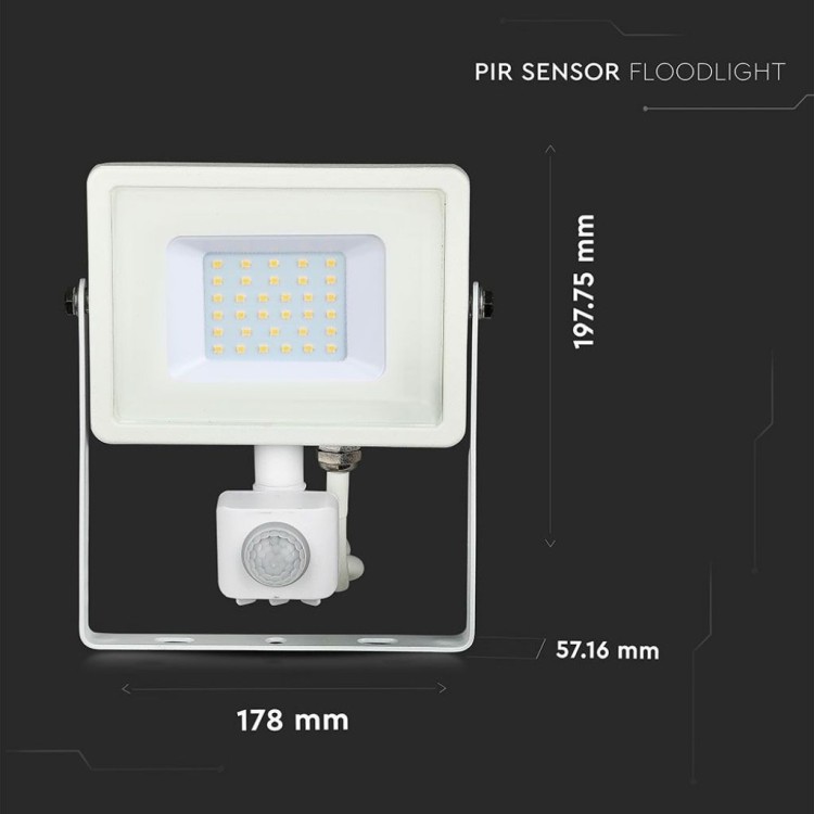 Faro LED Chip Samsung 30W con Sensore di Movimento