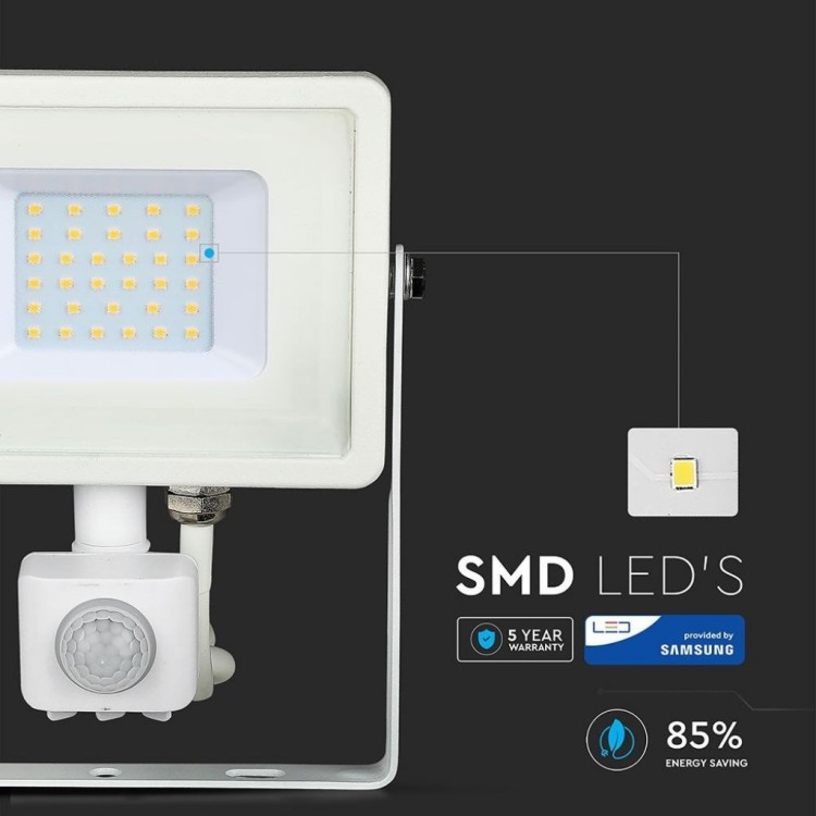 Faro LED Chip Samsung 30W con Sensore di Movimento
