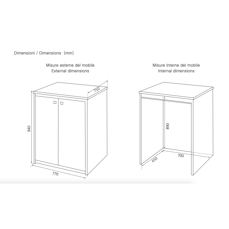 Mobile contieni-lavatrice XXL, in kit di montaggio