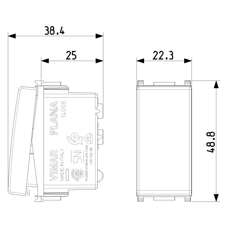Pulsante 1P NO 10A bianco - 14008