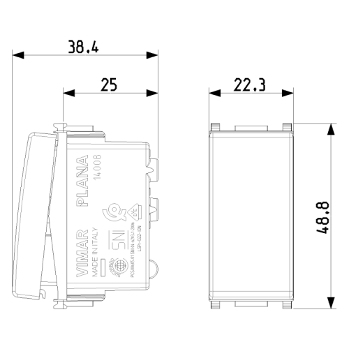 Pulsante 1P NO 10A bianco - 14008