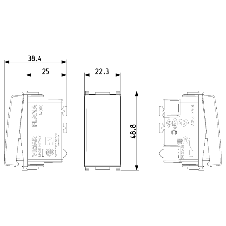 Interruttore 1P 10AX bianco - 14000