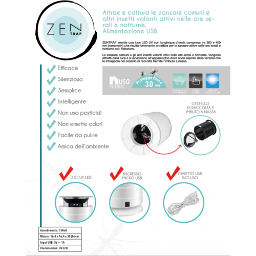 ZENTRAP - CATTURA INSETTI CON SENSORE CREPUSCOLARE