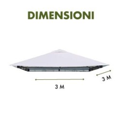 Telo Ricambio per Copertura Gazebo Style, 3x3 m, Avorio 2