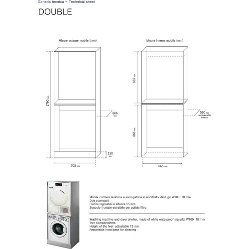Mobile Colonna Porta Lavatrice-Asciugatrice, Bianco