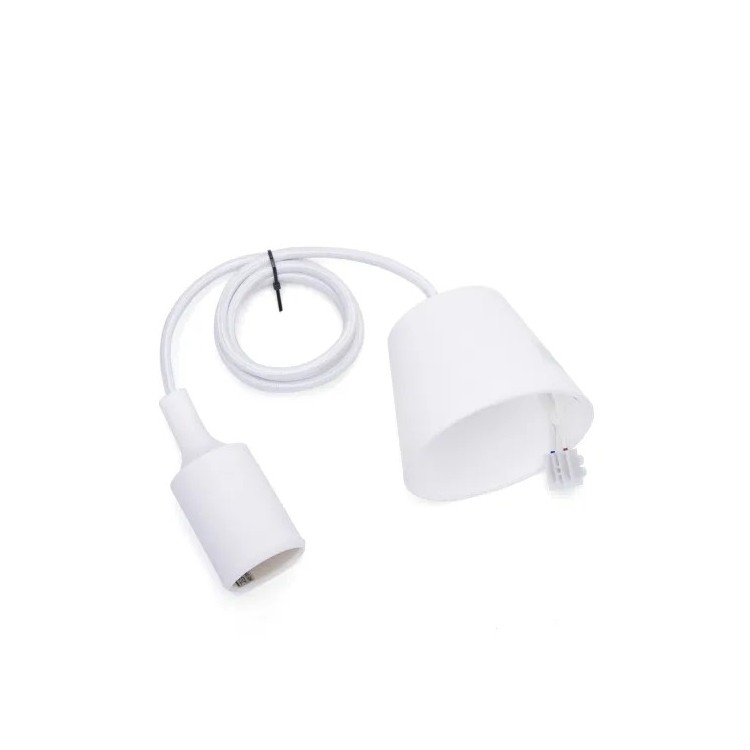 Portalampada E27 in plastica con cavo di sospensione 1m bianco