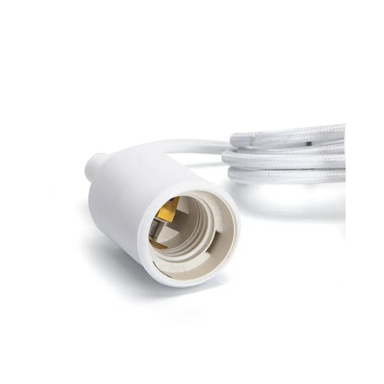 Portalampada E27 in plastica con cavo di sospensione 1m bianco