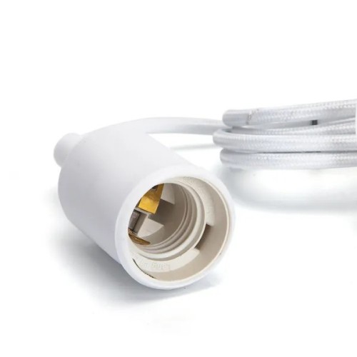 Portalampada E27 in plastica con cavo di sospensione 1m bianco