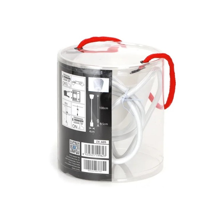 Portalampada E27 in plastica con cavo di sospensione 1m bianco