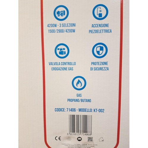 Stufa a gas con pannello infrarossi, 4200 Watt, Grigio scuro