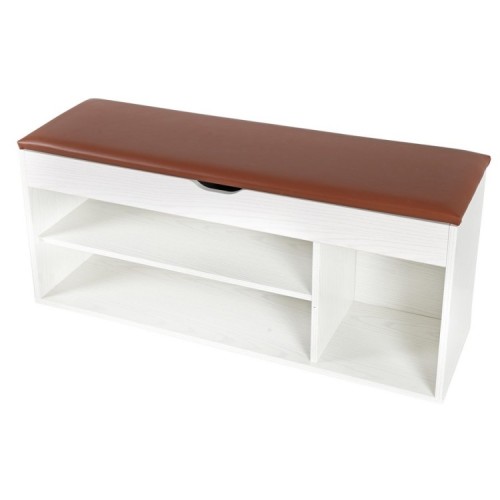 Scarpiera panca ingresso con cuscino 104x49 cm rovere sbiancato