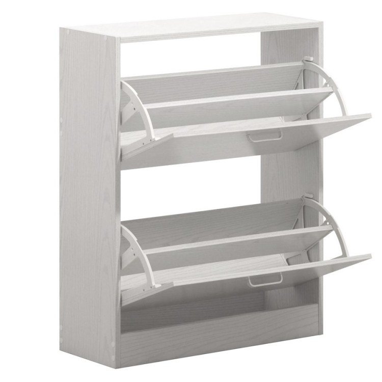 Scarpiera salvaspazio 2 ante 63x80 cm in legno rovere sbiancato