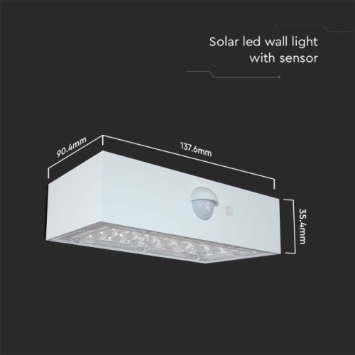 Lampada LED da Muro 3W Con Pannello Solare Bianco
