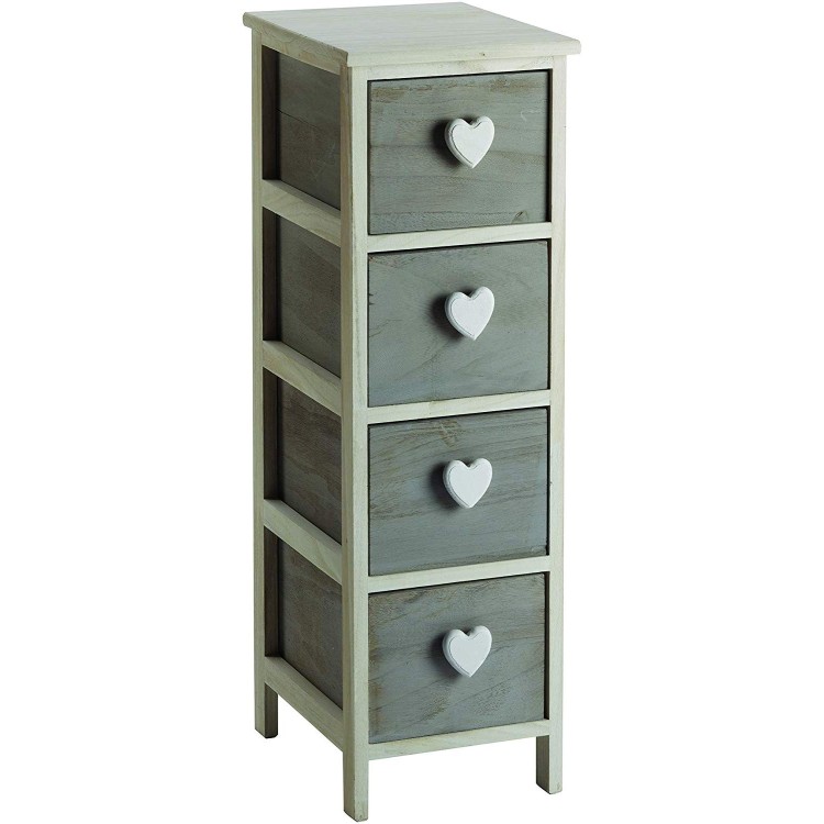 King Home cassettiera modello Cuore, Grigio/Bianco