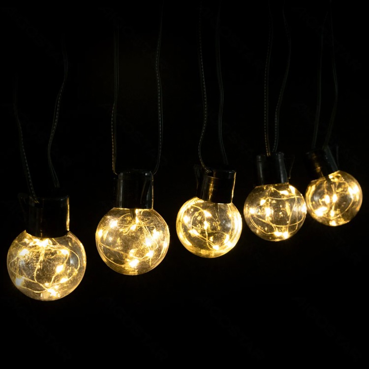 Catena luminosa solare  con filo in rame, luce calda, 5 mt