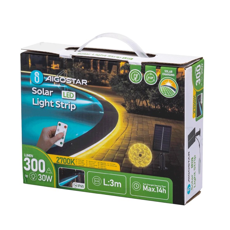 Striscia LED Solare 3mt IP65 2700K 30W
