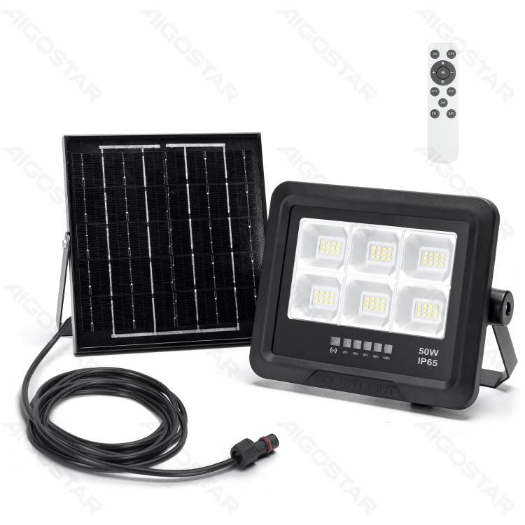 Faro led 50 watt con pannello solare da esterno