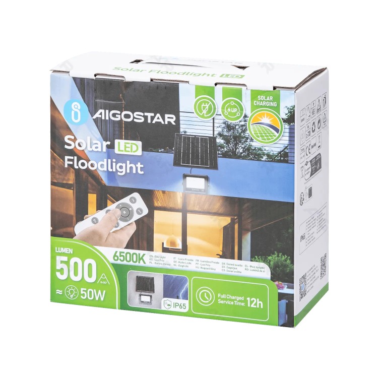 Faro led 50 watt con pannello solare da esterno