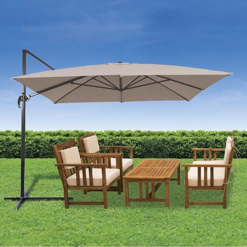 Ombrellone da Giardino Quadrato 3x3 m - Tortora - Lampara Deluxe