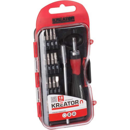 Set di 18 punte con cacciavite a cricchetto krt400007 kreator
