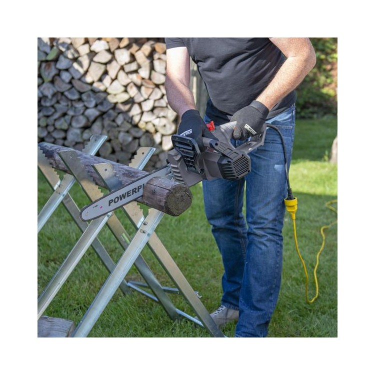 Motosega Elettrica 2000W con Barra da 35 cm, Lubrificazione Automatica e Freno Catena Rapido