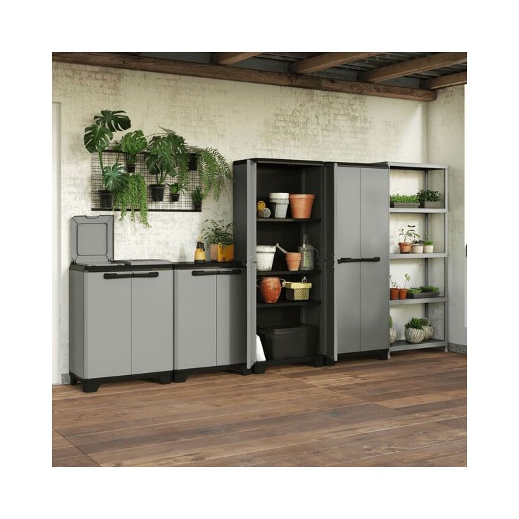 Keter Armadio di stoccaggio con ripiani Planet Grigio e Nero